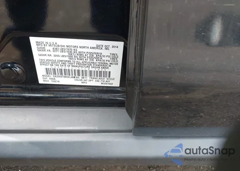 2015 Mitsubishi Outlander Sport Es from USA, damaged, VIN 4A4AR3AU3FE014086